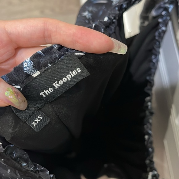 The Kooples Off the Shoulder Silk Dress Tattoo Print star Black Size XXS - Picture 8 of 12